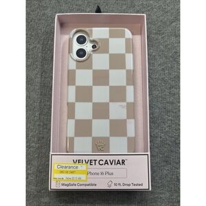 Velvet Caviar Beige Checkered iPhone 16 Plus Case